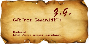 Güncz Geminián névjegykártya